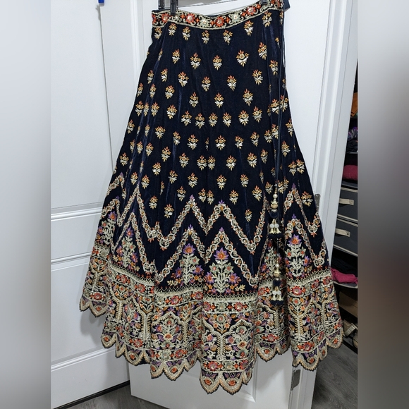 Embroidered Velvet Lehenga - Picture 5 of 11
